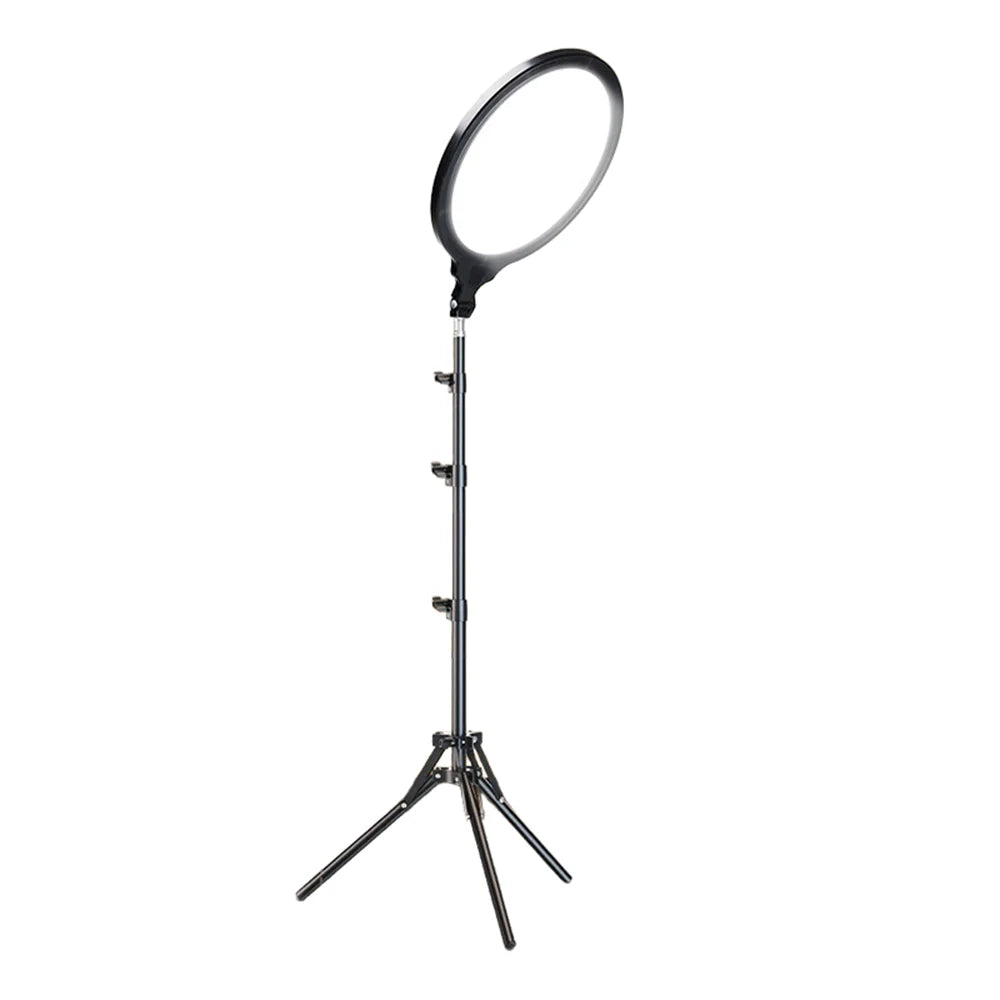 44cm Ring Light 3 Color Temperature Photography Lamp with Extendable Floor Stand for Live Streaming, EU Plug - Black - 1