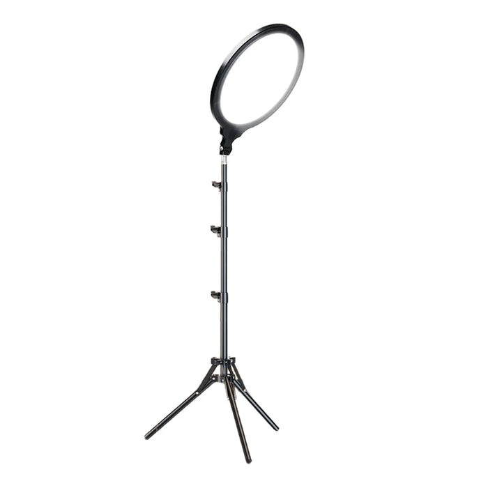 44cm Ring Light 3 Color Temperature Photography Lamp with Extendable Floor Stand for Live Streaming, EU Plug - Black - 1