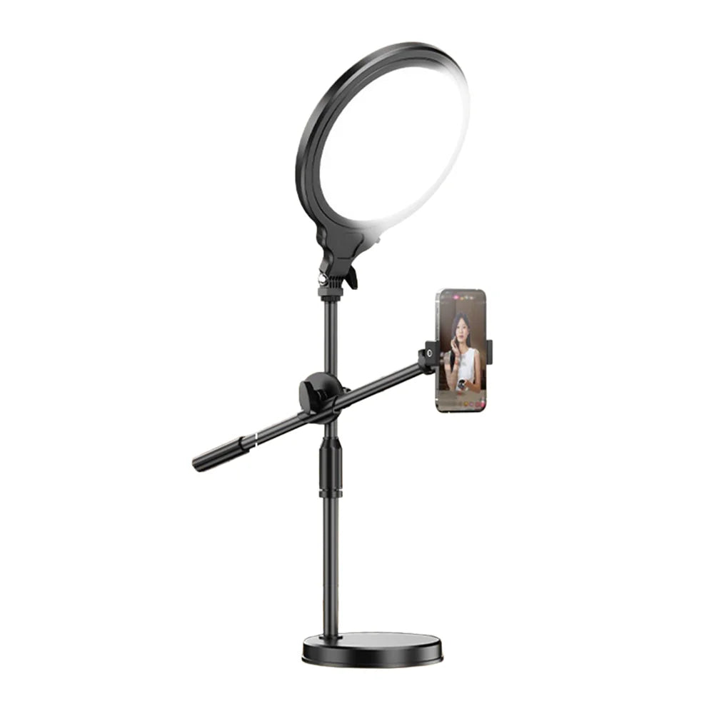 35cm Ring Light with Desktop Stand USB Powered 3 Color Modes 10-Level Brightness Photography Lamp - Black - 1