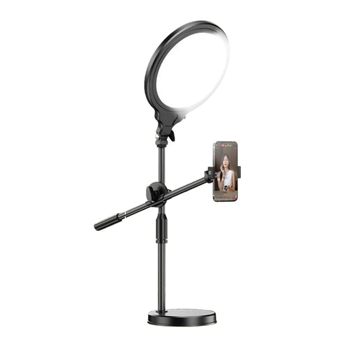 35cm Ring Light with Desktop Stand USB Powered 3 Color Modes 10-Level Brightness Photography Lamp - Black - 1