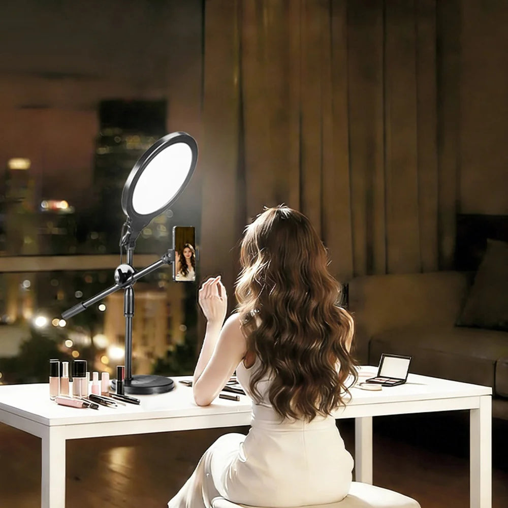 35cm Ring Light with Desktop Stand USB Powered 3 Color Modes 10-Level Brightness Photography Lamp - Black - 2