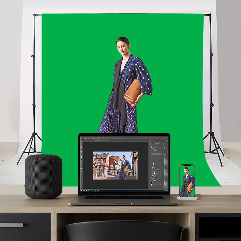 LED Softbox Photography Lighting Kit 2.6x3m Backdrop Stand with 3 Background Cloths and Remote Control Set - EU Standard - 2