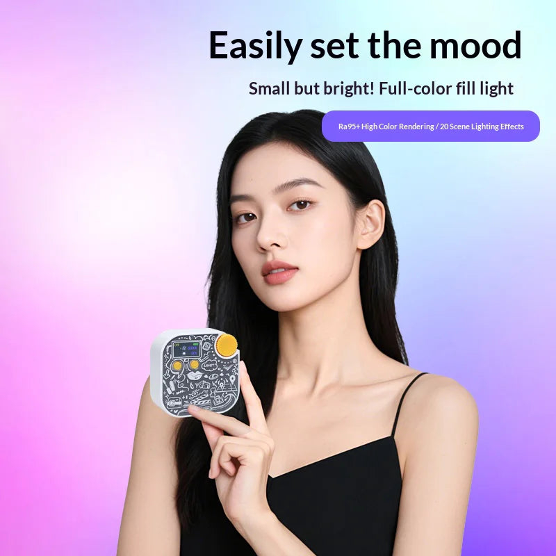 YONGEER TV-10RGB Mini RGB Fill Light 2500K-9900K Magnetic Adjustable LED Video Light for Photography - 4