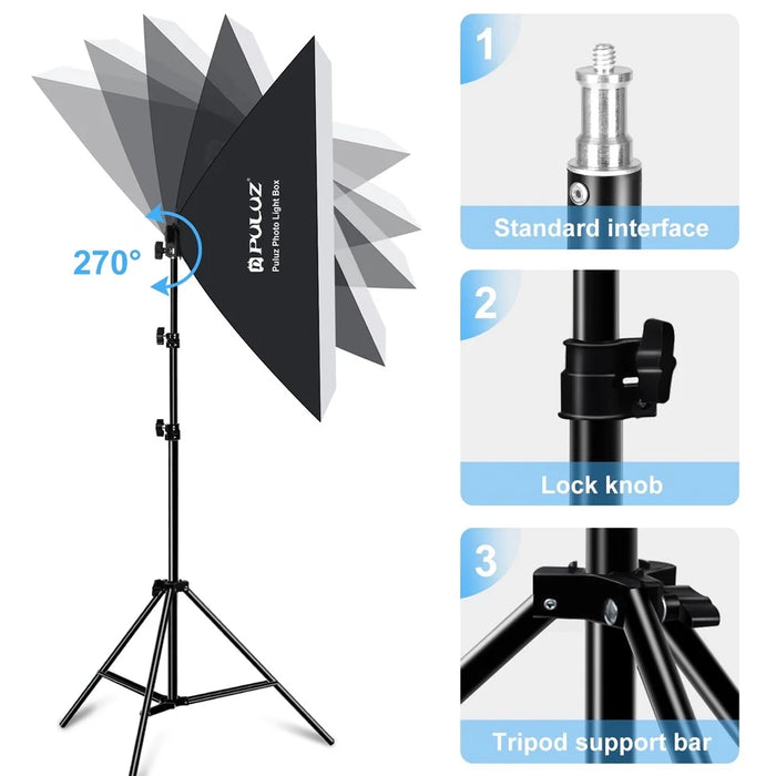 PULUZ PU5070 50x70cm Softbox Lighting Kit 30W E27 LED Studio Light Bulb with Adjustable Light Stand - EU Plug - 3