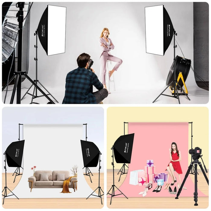 PULUZ PU5070 50x70cm Softbox Lighting Kit 30W E27 LED Studio Light Bulb with Adjustable Light Stand - EU Plug - 7