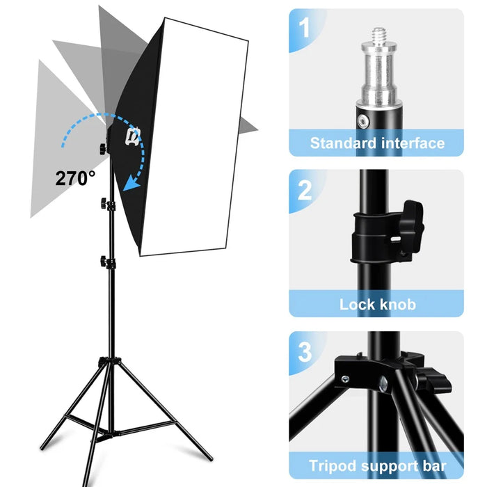 PULUZ PU5071 Photo Studio Softbox 50x70cm Diffuser E27 LED Light Bulb Light Stand Tripod Camera Accessories - EU Plug - 4
