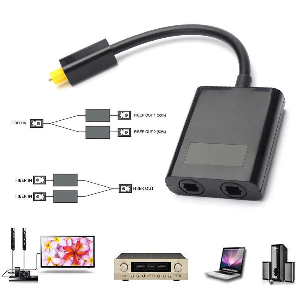 15cm Digital SPDIF Optical Audio Splitter 1 Input 2 Output 2 Way Toslink Splitter Adapter Cable Hub for CD DVD - 4