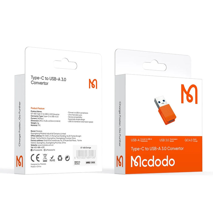 MCDODO MDD OT-6550 Type-C to USB-A OTG Adapter USB-C Female to USB 3.0 Male Connector Converter - 5