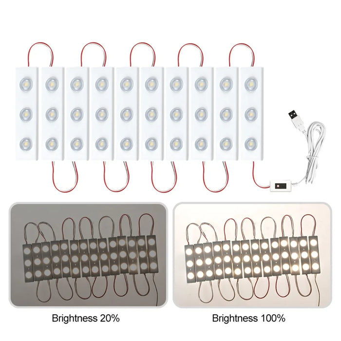 Hand Induction Dimmable LED Makeup Mirror Light Strip USB Powered Cosmetic Mirror Lamp - 6 LED Strips - 7