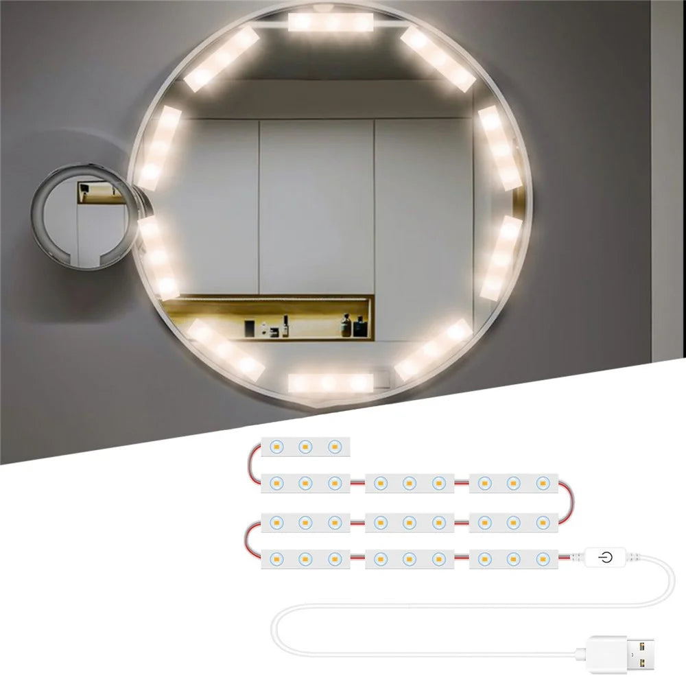 Touch Control Dimmable LED Makeup Mirror Light Strip USB Powered Vanity Table Lamp - 10 LED Strips - 1