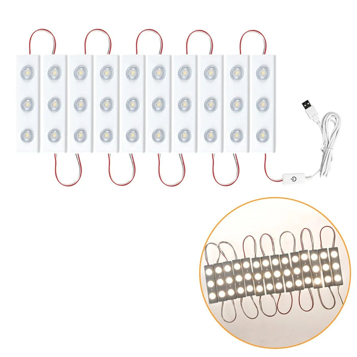 Touch Control Dimmable LED Makeup Mirror Light Strip USB Powered Vanity Table Lamp - 10 LED Strips - 4