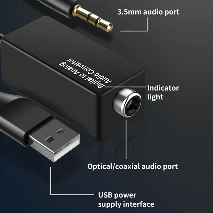 D15 Audio Converter Adapter Cable Coaxial/Optical Fiber/3.5mm/USB Interface DAC - Coaxial - 3