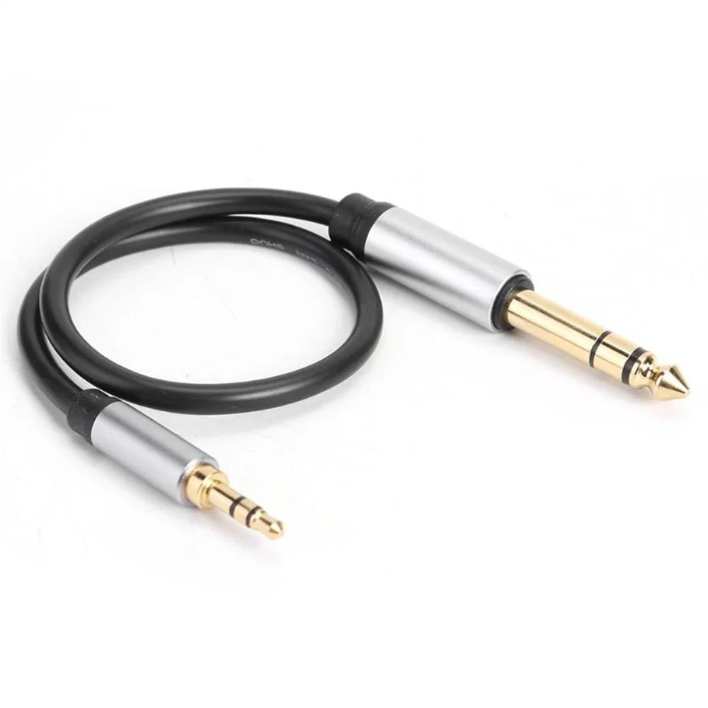 0.3m Conversion Cord 3.5mm Male to 6.35mm Male TRS Jack Aux Adapter Cable for Mixer Amplifier - 3