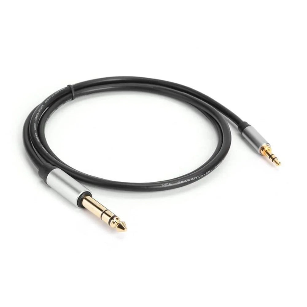1m Conversion Cord 3.5mm Male to 6.35mm Male TRS Jack Stereo Aux Cable for Mixer Amplifier - 3