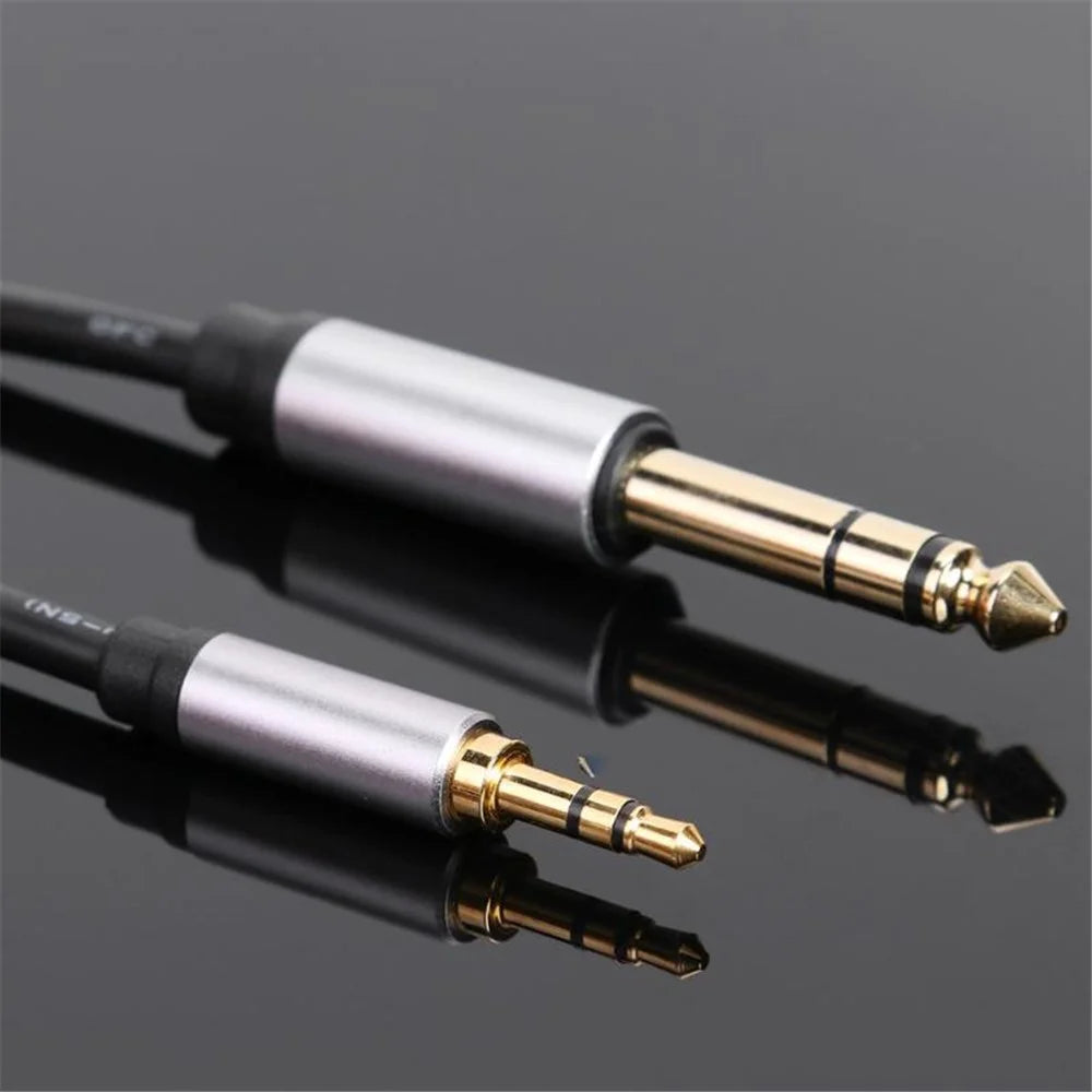1m Conversion Cord 3.5mm Male to 6.35mm Male TRS Jack Stereo Aux Cable for Mixer Amplifier - 6