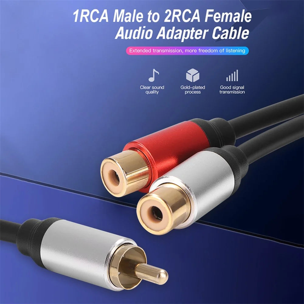 1RCA Male to 2RCA Female Audio Cable Adapter for DVD TV Laptop Portable RCA Audio Y Splitter Cable - 2