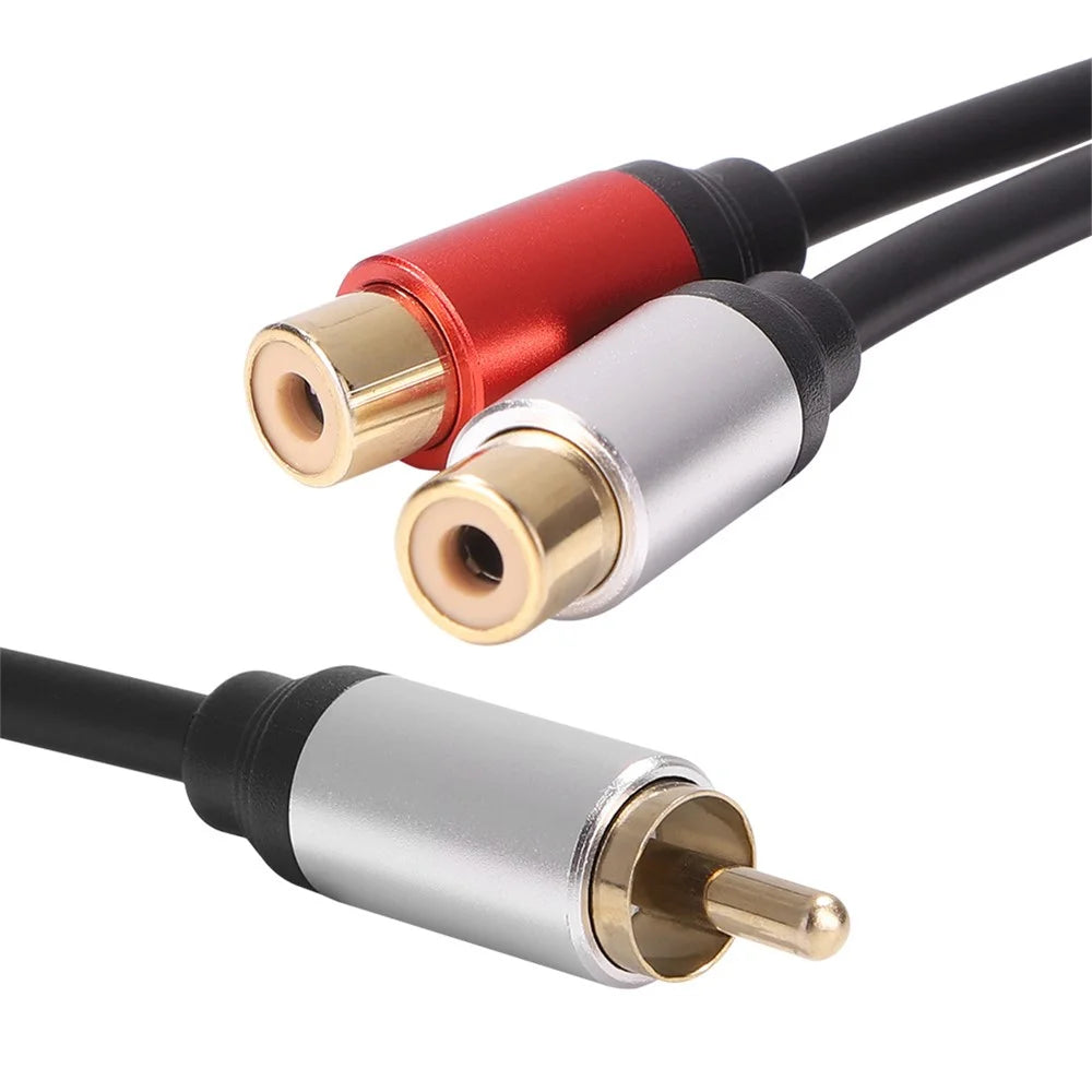 1RCA Male to 2RCA Female Audio Cable Adapter for DVD TV Laptop Portable RCA Audio Y Splitter Cable - 5