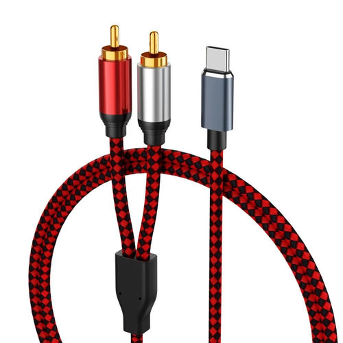 1.5m USB Type-C to 2 RCA Male Audio Cable Connection Cord for Mobile Phone Tablet to Speaker/Amplifier - 1