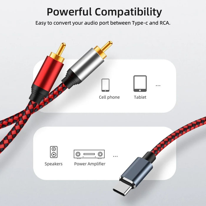 0.5m USB Type-C to 2 RCA Male Audio Cable for Mobile Phone Tablet Connection to Speaker/Amplifier - 6