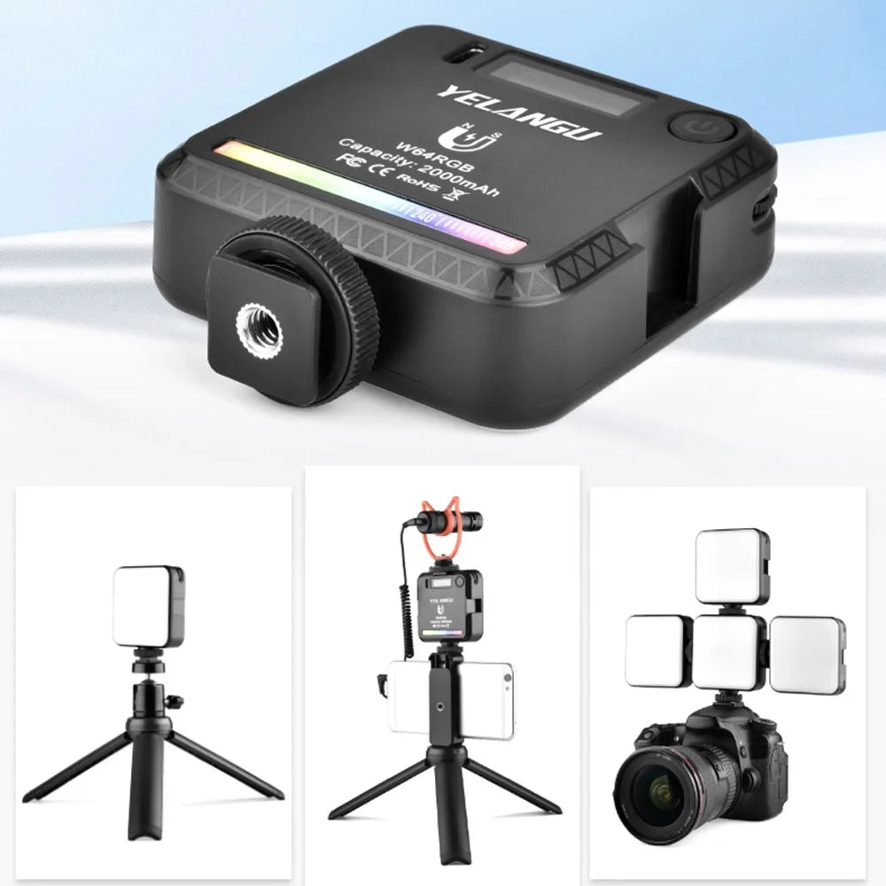 YELANGU RGB64 Portable RGB LED Camera Video Light Mini Rechargeable Photography Lighting - 4