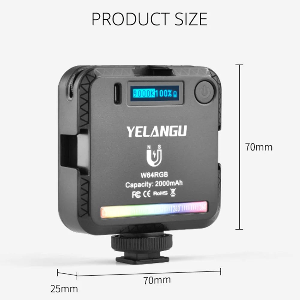 YELANGU RGB64 Portable RGB LED Camera Video Light Mini Rechargeable Photography Lighting - 7