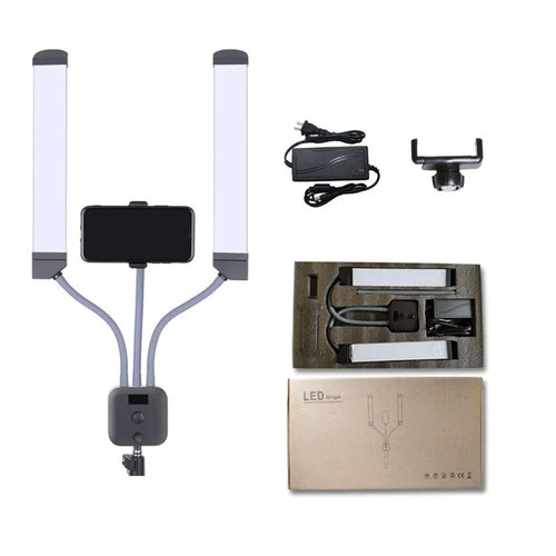 KN176 Double Arm 3000K-6000K LED Light Portable Camera Selfie Lighting Kit for Broadcasting, Filming, Photography - EU Plug - 1