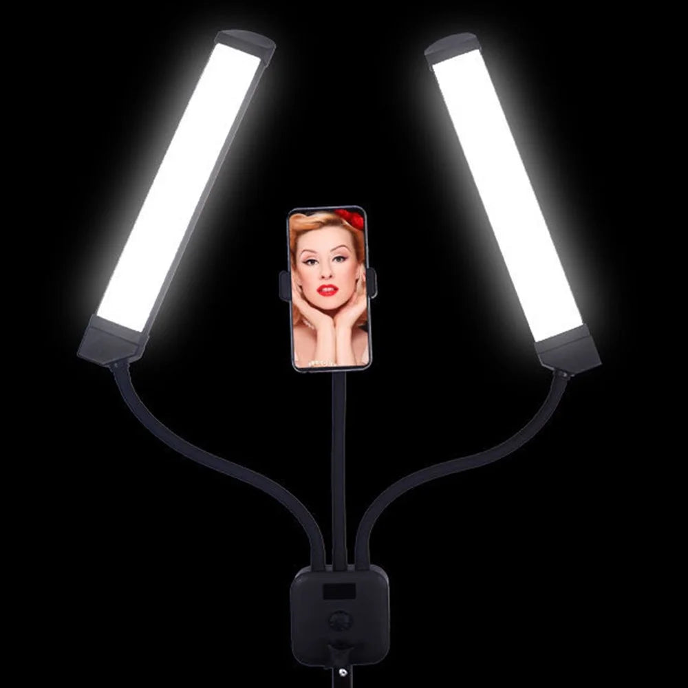 KN176 Double Arm 3000K-6000K LED Light Portable Camera Selfie Lighting Kit for Broadcasting, Filming, Photography - EU Plug - 6
