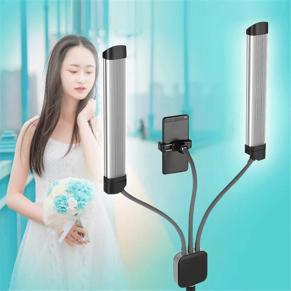 KN176 Double Arm 3000K-6000K LED Light Portable Camera Selfie Lighting Kit for Broadcasting, Filming, Photography - EU Plug - 7