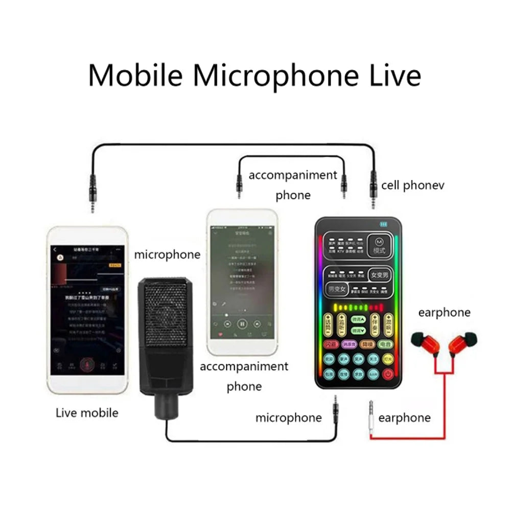 i9 Voice Changer Cell Phone Sound Card Smart Noise Reduction Bluetooth-compatible Soundcard for Game Live-Streaming Singing Recording - 2