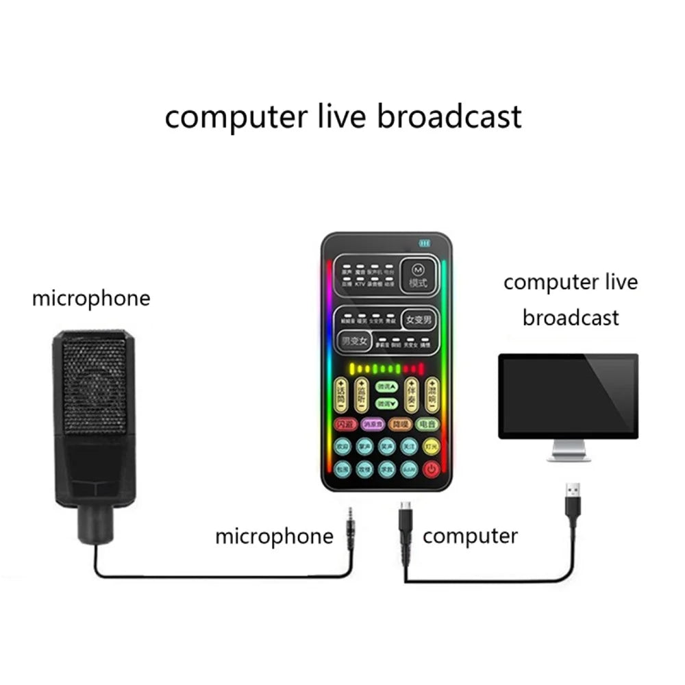 i9 Voice Changer Cell Phone Sound Card Smart Noise Reduction Bluetooth-compatible Soundcard for Game Live-Streaming Singing Recording - 4