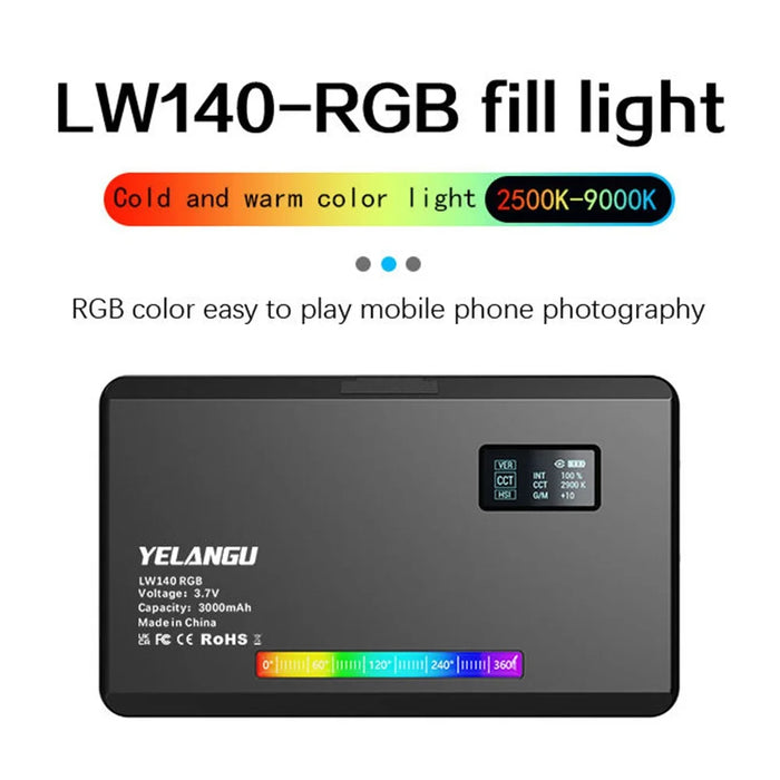 YELANGU LW140RGB Indoor Photography Square Fill Light LED Handheld Ambient Light - 4