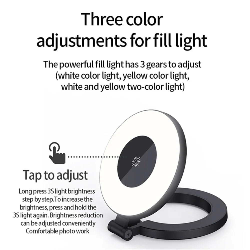 Phone Selfie Lamp Mini Foldable Magnetic LED Fill Light with 3 Light Modes for Video Recording - 3