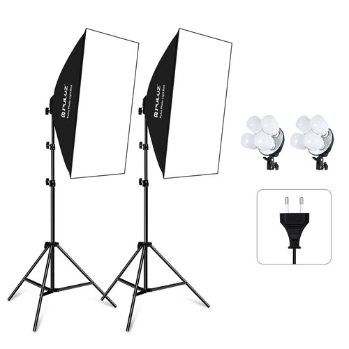 PULUZ PKT3134 2Pcs 50x70cm Softbox + 8x E27 LED Light Bulb + 2 x Tripod Stand Photography Kit - EU Plug - 1