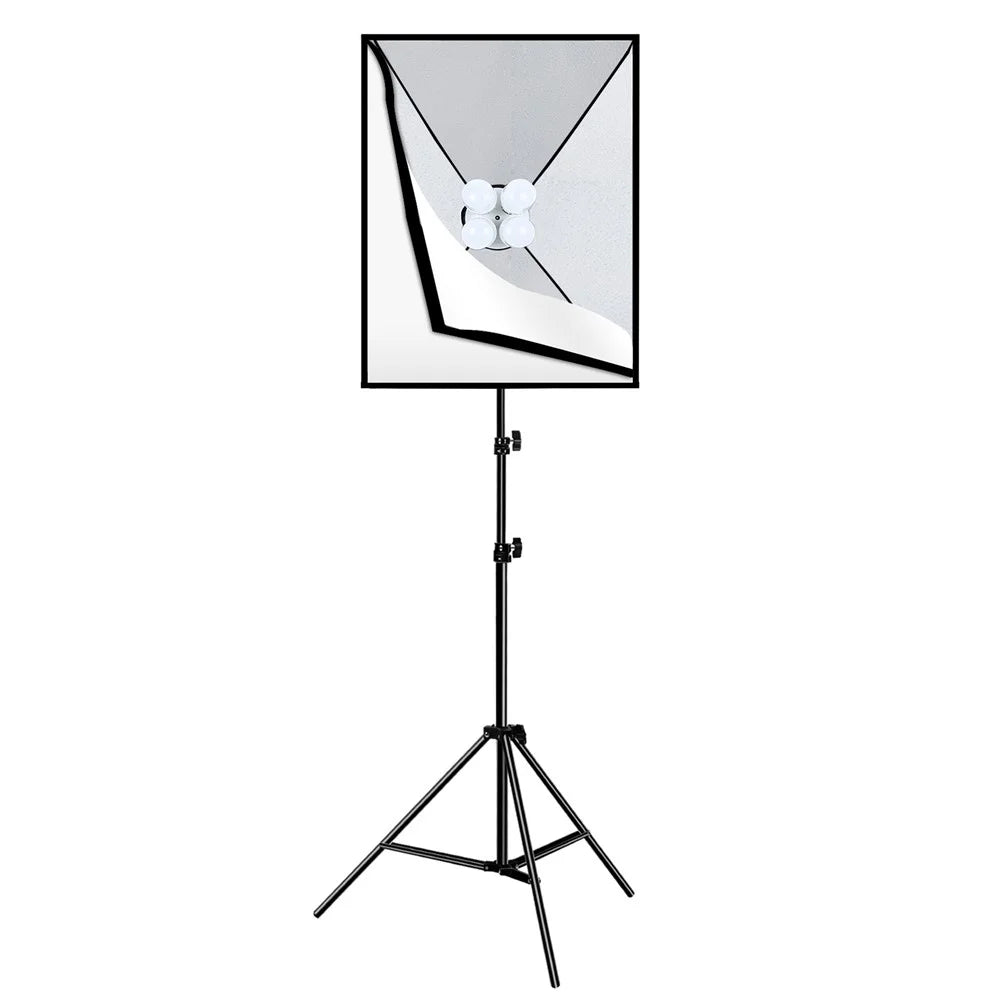 PULUZ PKT3134 2Pcs 50x70cm Softbox + 8x E27 LED Light Bulb + 2 x Tripod Stand Photography Kit - EU Plug - 2