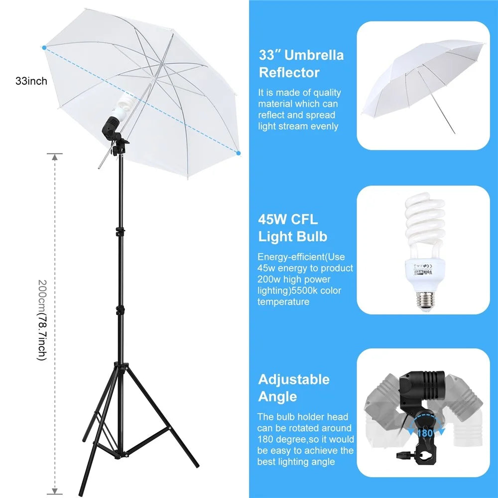 PULUZ PKT3112 Softlight Box Reflector Board Background Cloth Light Stand Photography Kit Set - EU Plug - 6