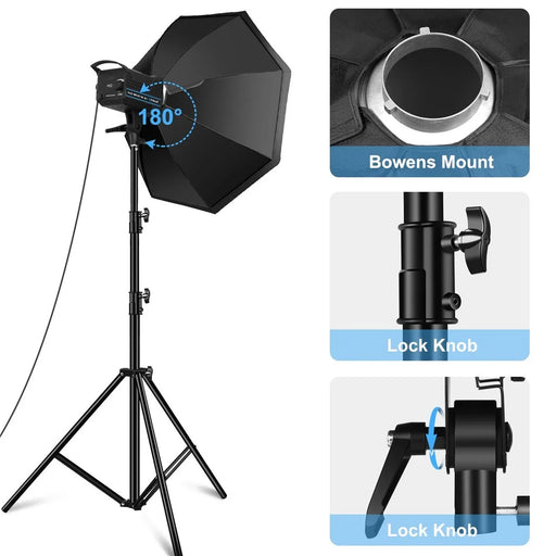 PULUZ PKT3108 Photography Kit Set 3200K-5600K 120W Video Light with Softbox Remote Control Light Holder - AU Plug - 2