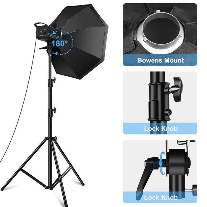 PULUZ PKT3108 Photography Kit Set 3200K-5600K 120W Video Light with Softbox Remote Control Light Holder - AU Plug - 2