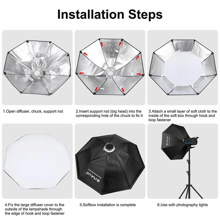 PULUZ PKT3108 Photography Kit Set 3200K-5600K 120W Video Light with Softbox Remote Control Light Holder - AU Plug - 7