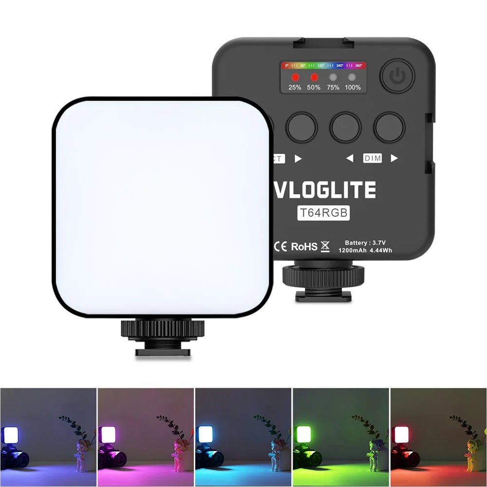 VLOGLITE T64RGB Cell Phone Camera Video Fill Light Mini Pocket Beauty Light Portable RGB Fill Light - 1