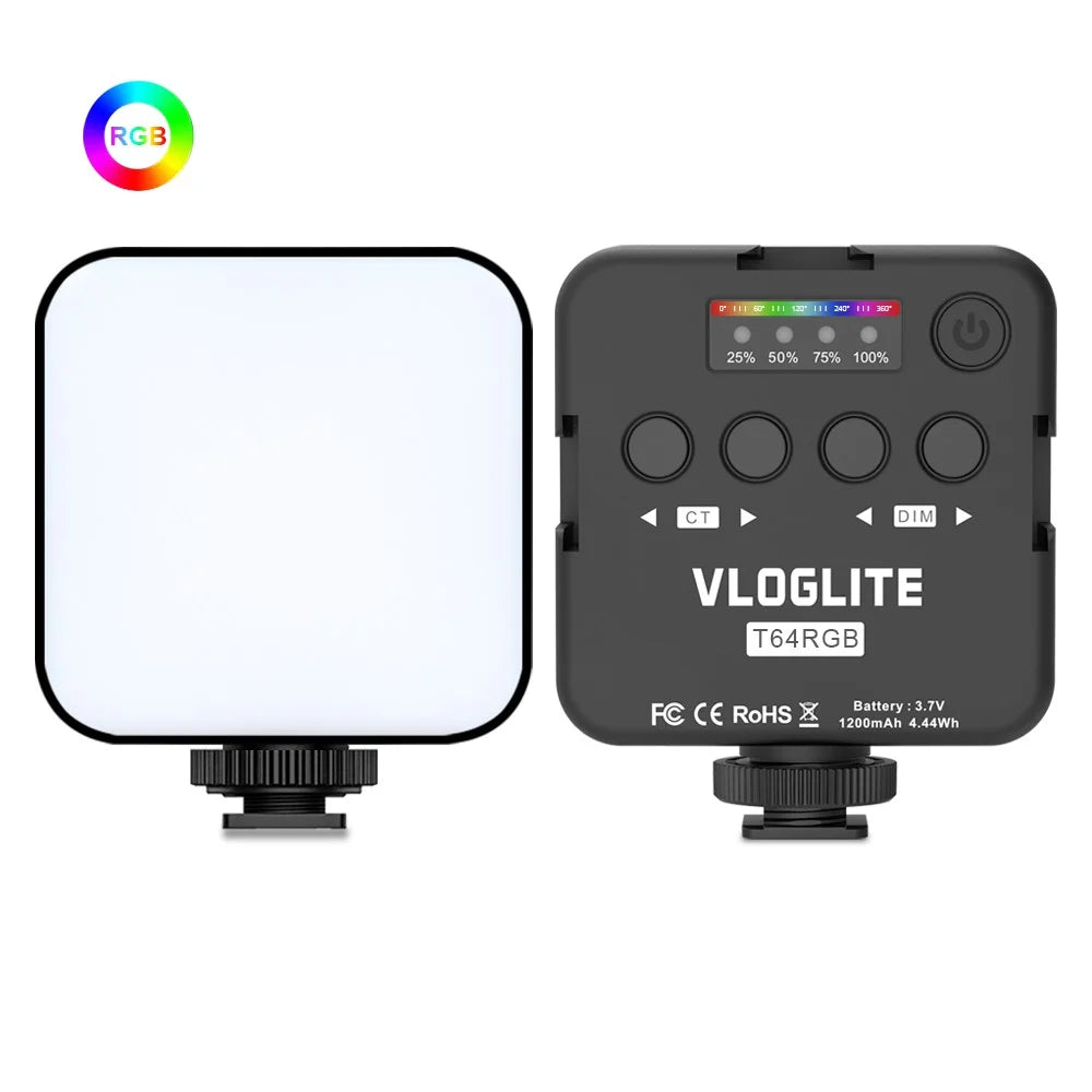 VLOGLITE T64RGB Cell Phone Camera Video Fill Light Mini Pocket Beauty Light Portable RGB Fill Light - 2
