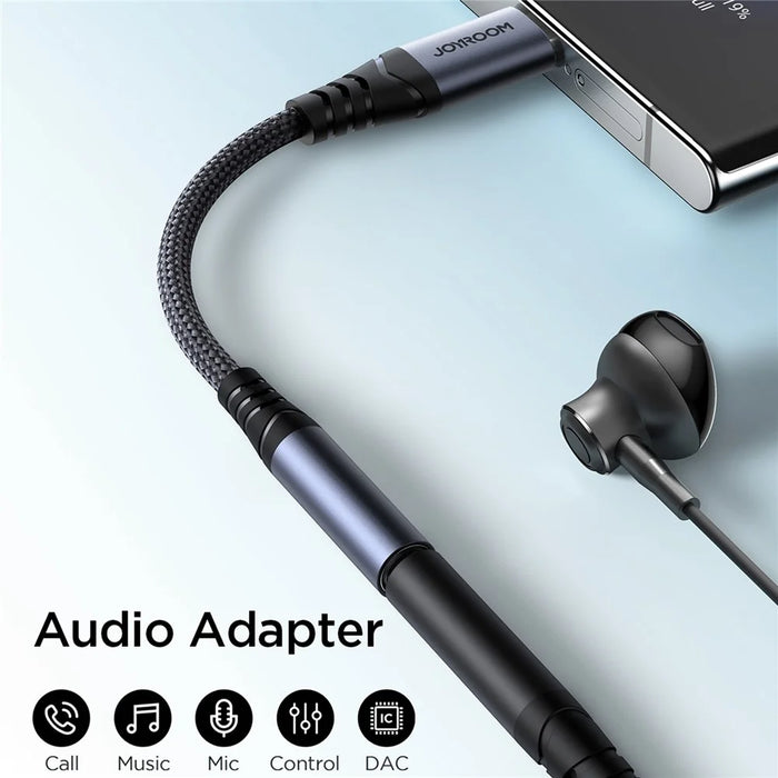 JOYROOM SY-C01 Type-C to 3.5mm Headphone Jack Adapter Audio Dongle Cable for Android Phone - Black - 2