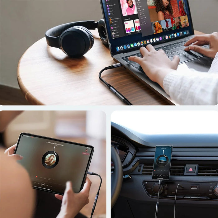 JOYROOM SY-C01 Type-C to 3.5mm Headphone Jack Adapter Audio Dongle Cable for Android Phone - Black - 5