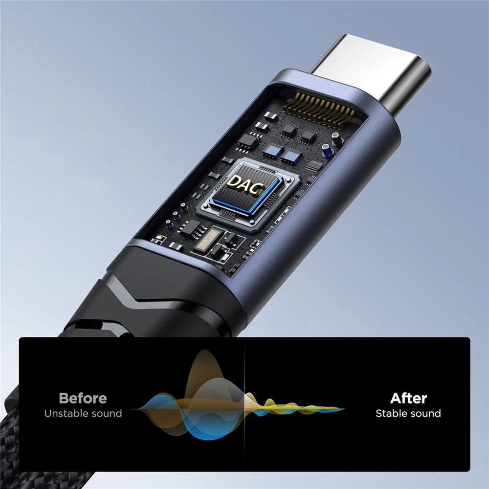 JOYROOM SY-C03 Type-C to Dual Type-C Audio Connector PD 60W Fast Charging Adapter Splitter - Black - 3