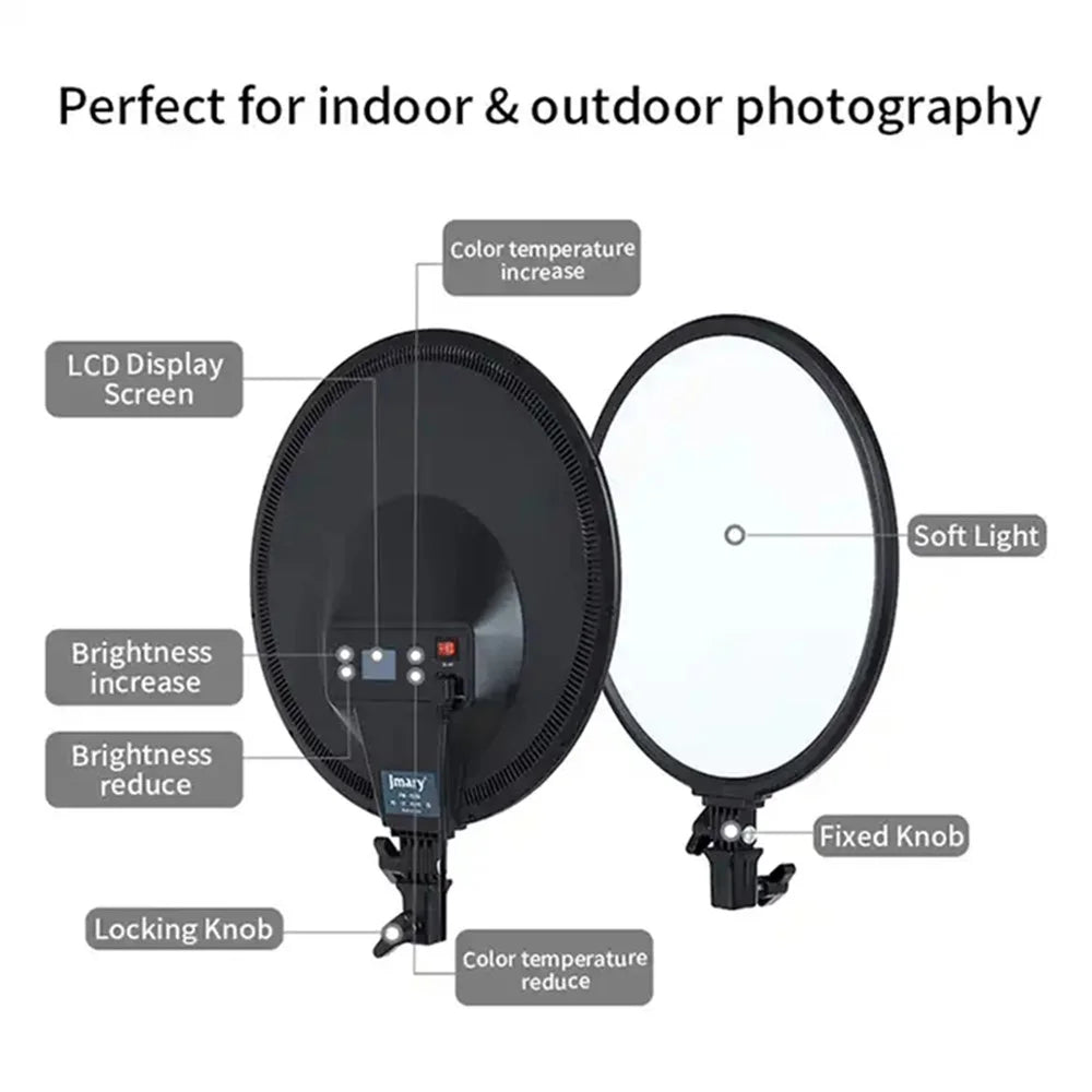 JMARY FM-15RS 15-inch 40W Adjustable Portrait Light Studio LED Round Fill Light - US Plug - 6