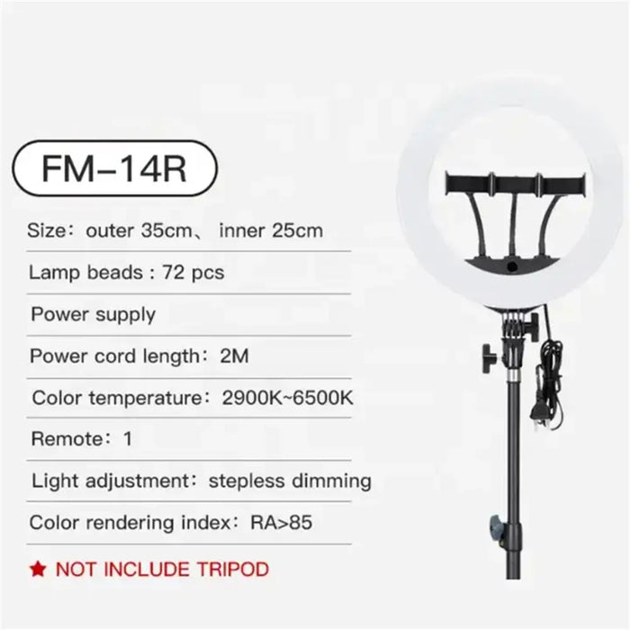 JMARY FM-14R 14-inch Live Streaming Ring Light Photography LED Fill Light - US Plug - 6