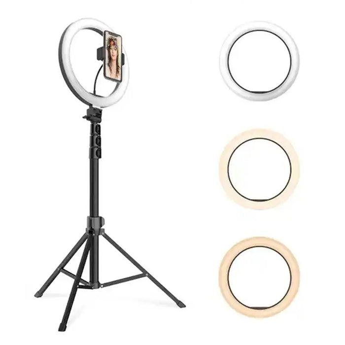 JMARY FM-536A 10-inch Ring Fill Light with Phone Clip + Bluetooth-compatible Shutter + Tripod - 1