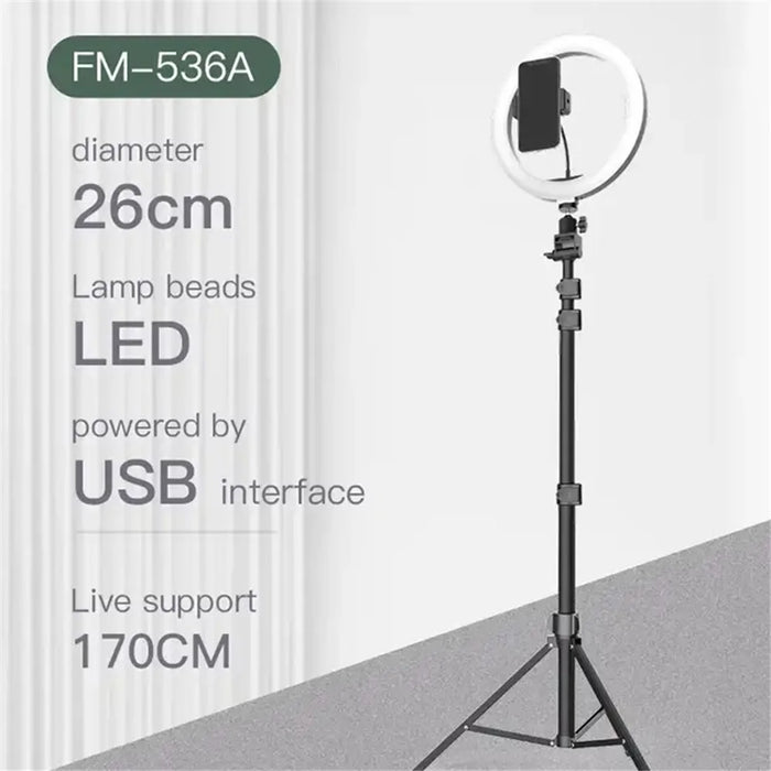 JMARY FM-536A 10-inch Ring Fill Light with Phone Clip + Bluetooth-compatible Shutter + Tripod - 6
