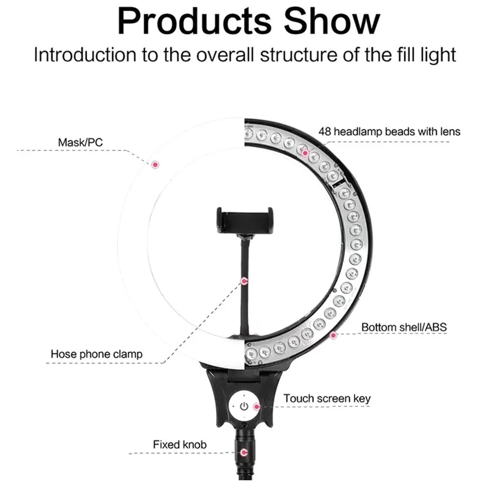 JMARY FM-12R 12-inch Video Recording Ring Light Photography LED Fill Light - US Plug - 4