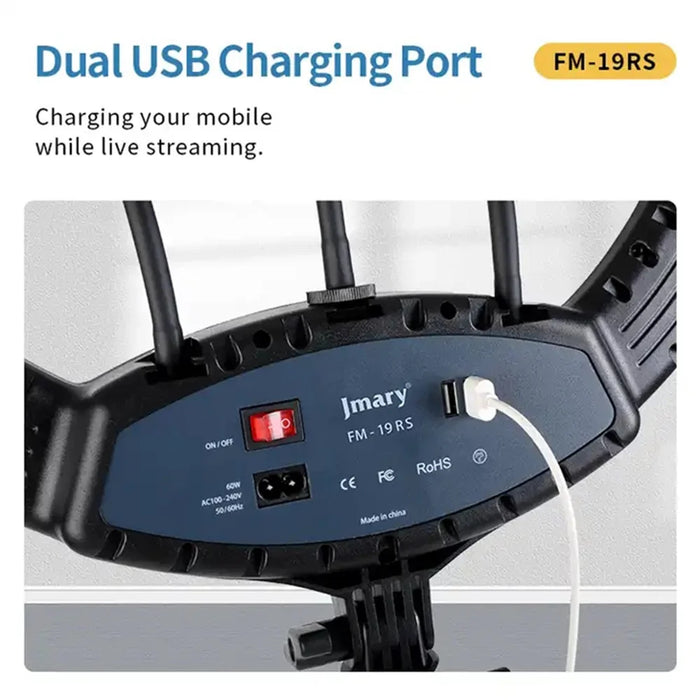 JMARY FM-19RS 19-inch Touch Control Beauty Light Photography LED Ring Fill Light - US Plug - 3