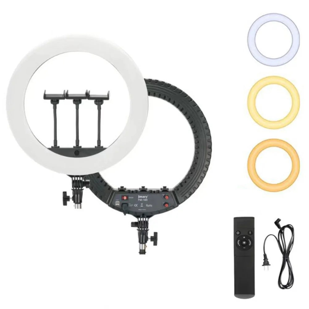 JMARY FM-18R 18-inch Photography Live Streaming Fill Light LED Beauty Ring Light - US Plug - 1